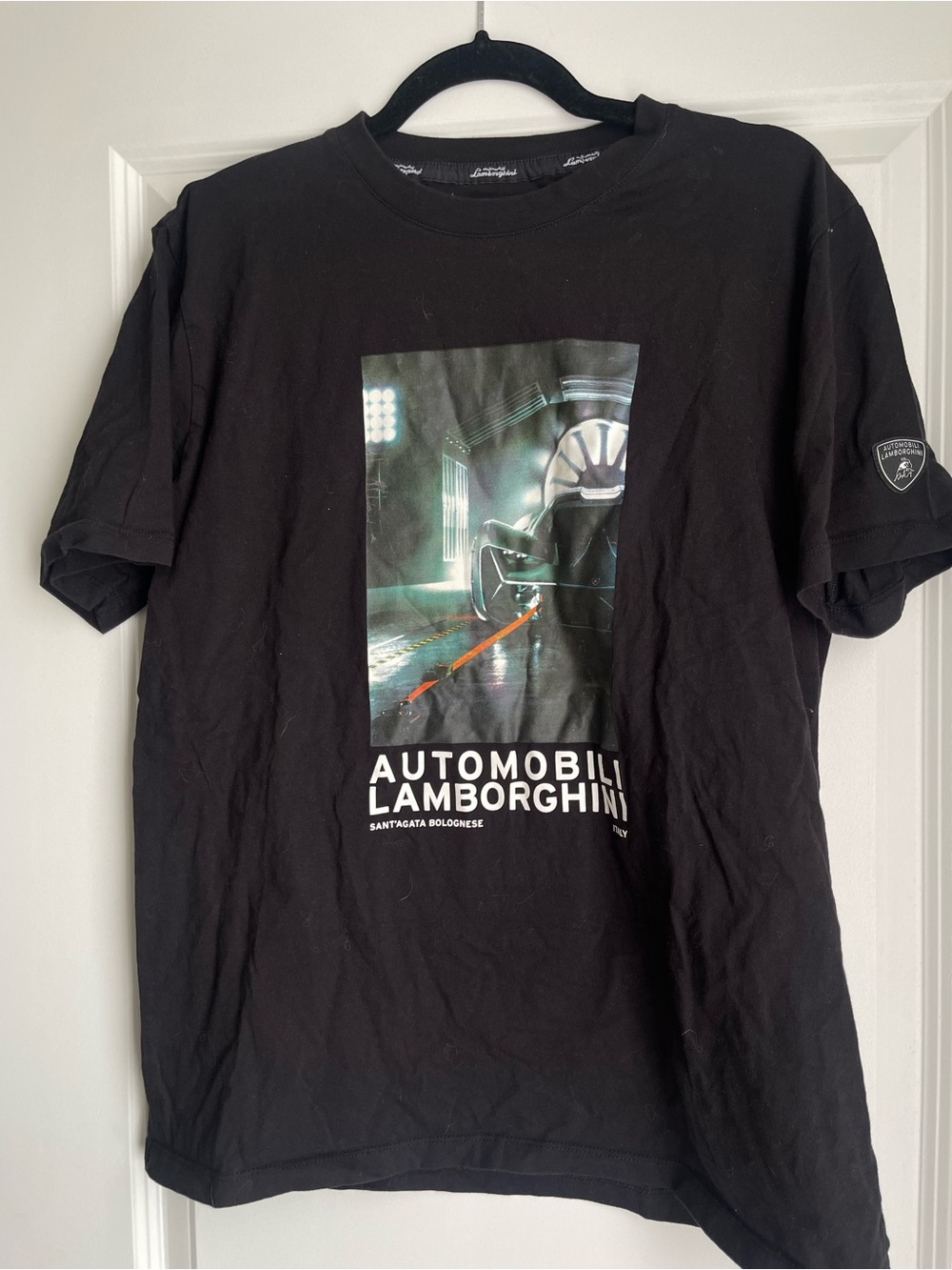 Automobili Lamborghini Mens Black Graphic T Shirt XL Sports Car Logo Tee
